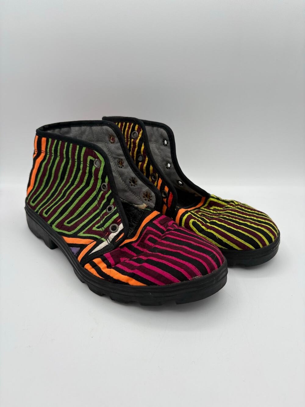 Mola Skywalker Ankle Boots Molas4u Striped Artisan Made Unique Wearable Art